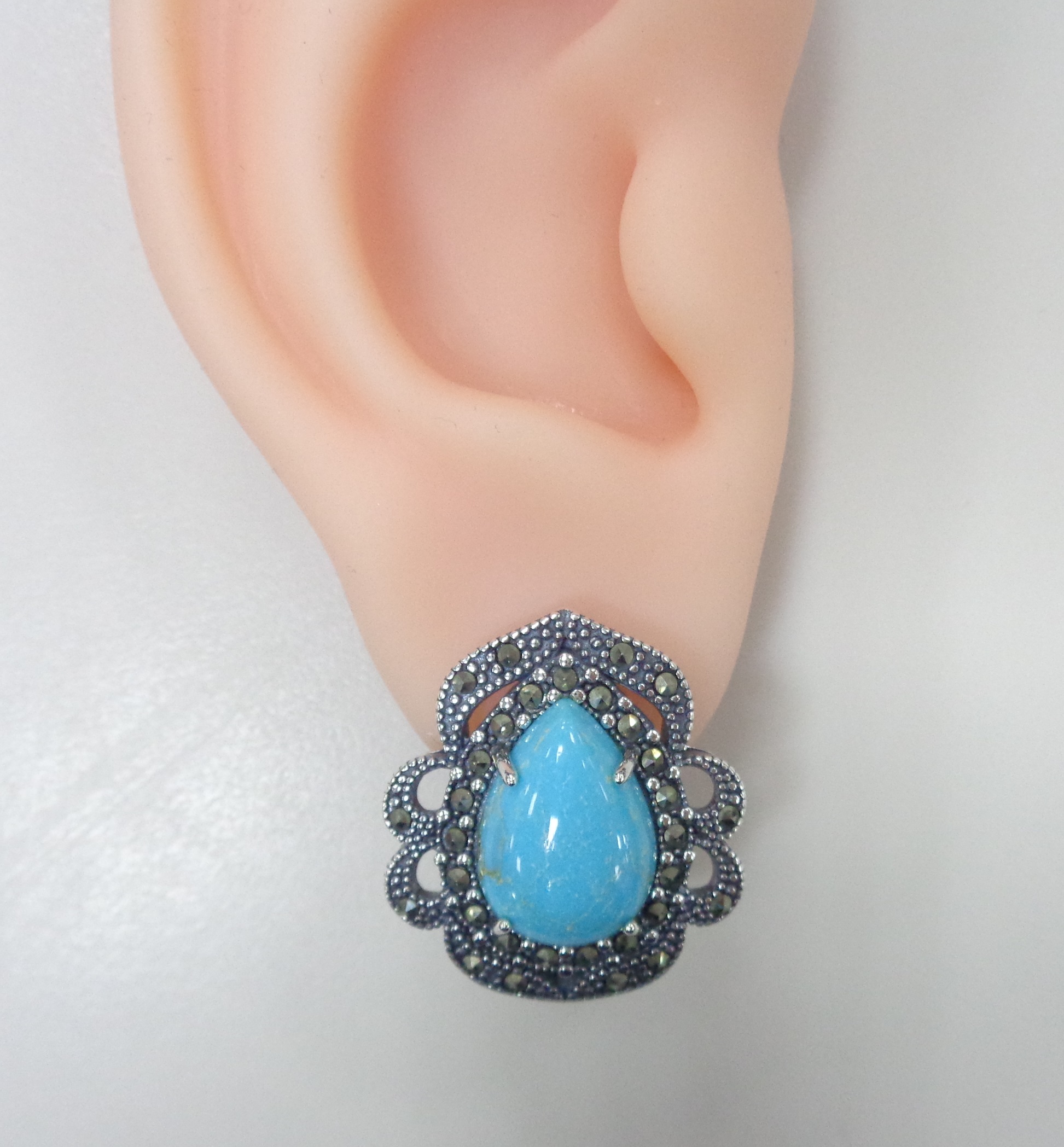 Серебряные серьги с бирюзой